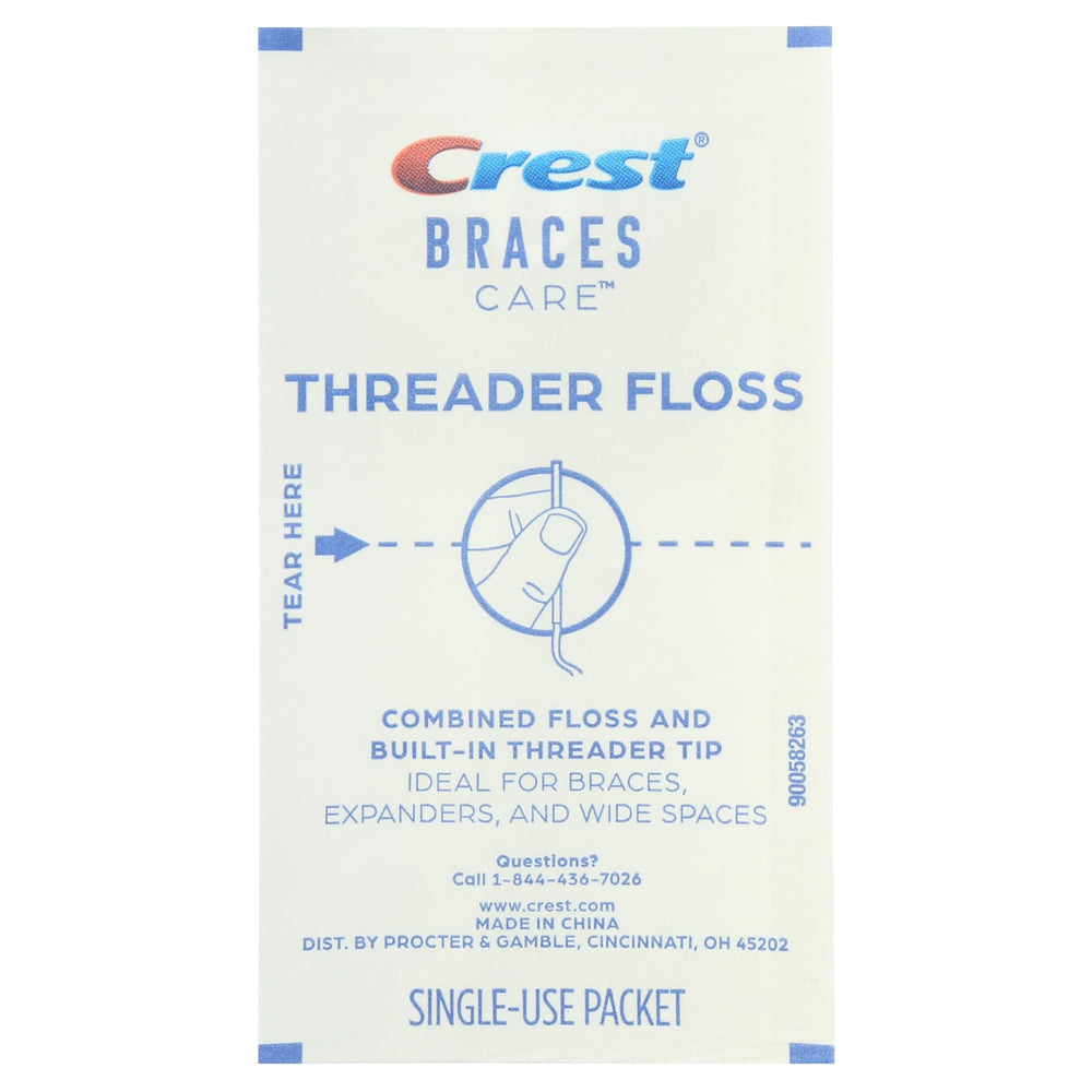 Close-up of packaging indicating 30 packets and braces care