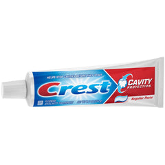 Side view of Crest toothpaste tube with fluoride label