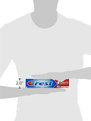 Back of Crest toothpaste tube showing ingredients and directions