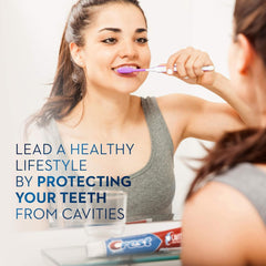 Enamel-strengthening fluoride formula in Crest toothpaste