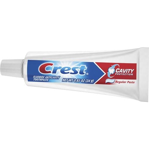 Travel-size Crest Cavity Protection toothpaste box and tube (0.85 oz)