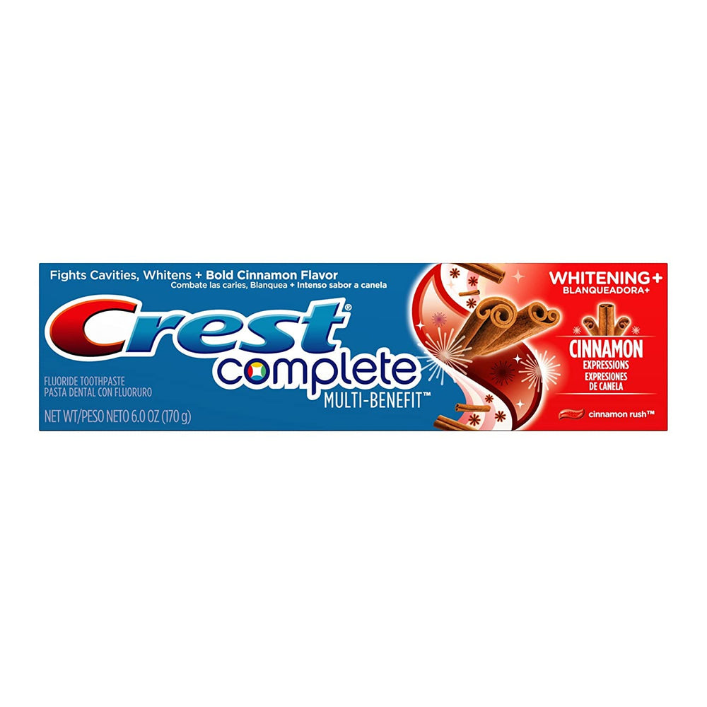 Back of Crest Cinnamon Toothpaste tube label