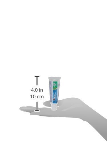 Minty toothpaste on toothbrush with mint leaves