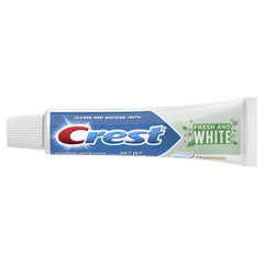 Close-up of Crest Fresh & White Toothpaste on toothbrush