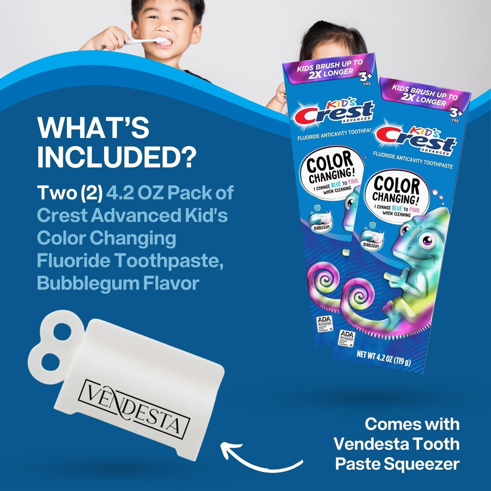 Bubblegum-flavored Crest Kids toothpaste close-up