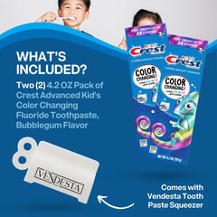 Bubblegum-flavored Crest Kids toothpaste close-up