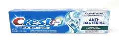Front view of Crest Premium Plus Anti-Bacterial Toothpaste packaging
