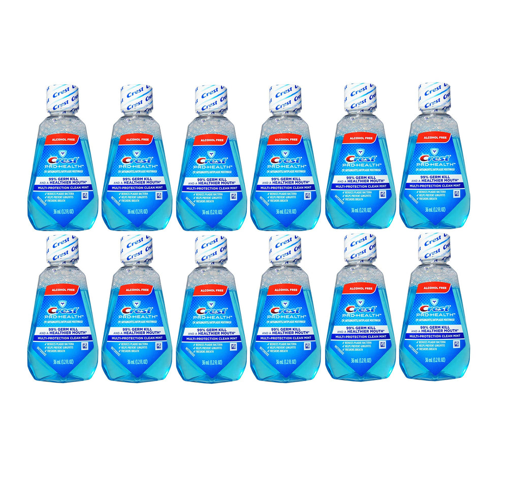 Crest Pro-Health Clean Mint Mouthwash 32 ml travel bottle in 12-pack