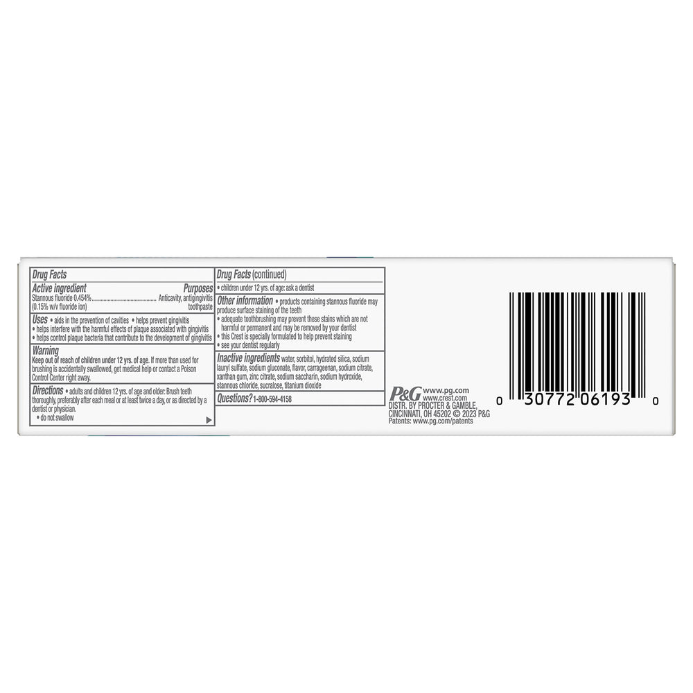 Close-up of Crest Pro-Health Gum Detoxify toothpaste tube