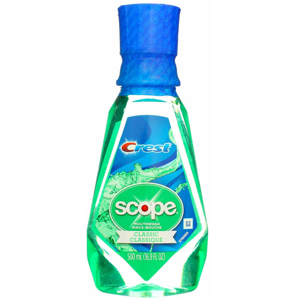 Two-pack Crest Scope Classic Mouthwash bottles