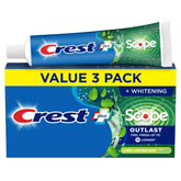 Crest Complete Whitening + Scope Outlast toothpaste triple pack front view