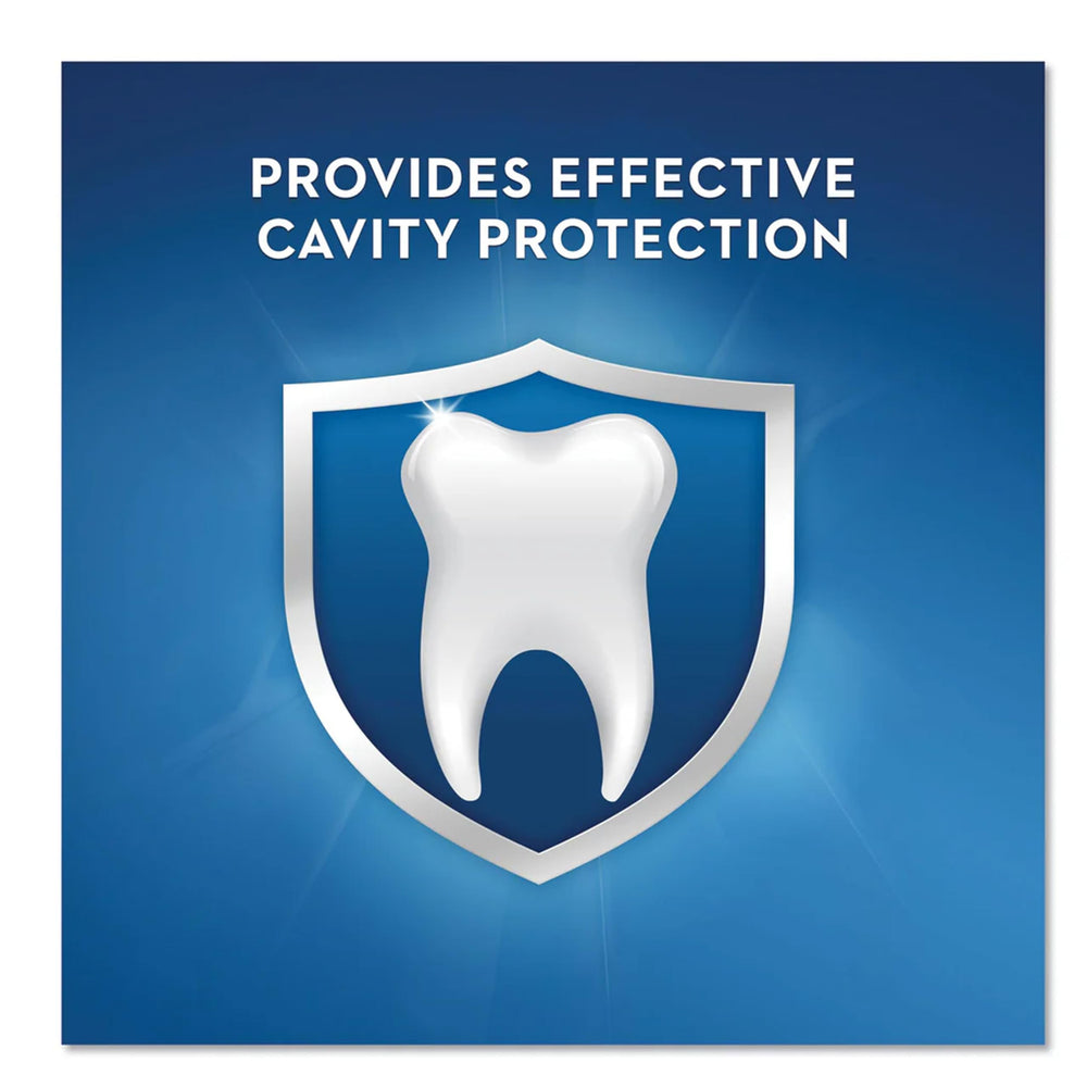 Close-up of Crest Tartar Protection toothpaste tube with minty freshness concept