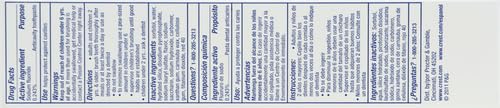 Nutrition facts label on Crest toothpaste packaging