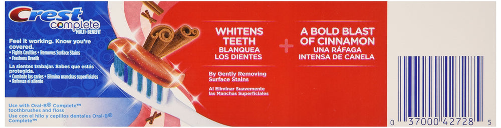 Crest Whitening Expressions cinnamon rush packaging back with product details