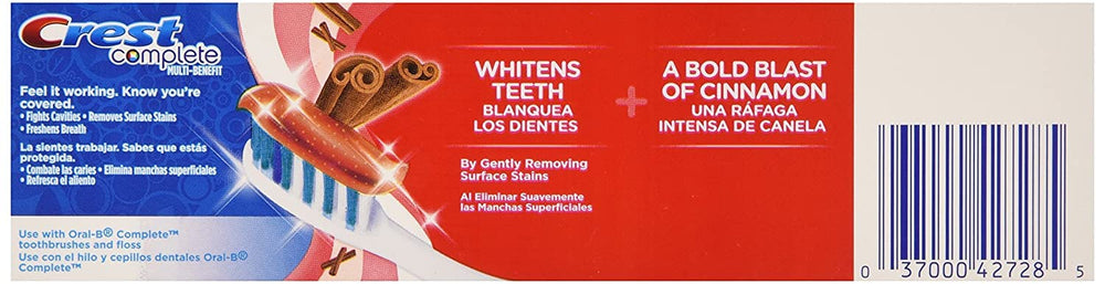 Crest Complete Cinnamon Rush toothpaste 3-pack packaging
