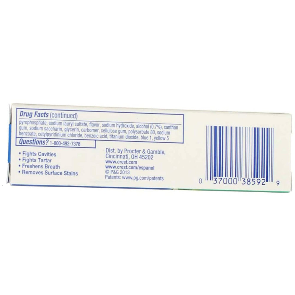 Close-up of Crest Complete 0.85 oz toothpaste tube
