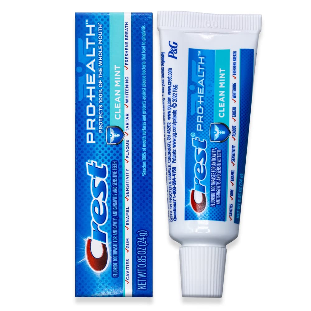 Packaging display showing Crest Pro-Health Clean Mint toothpaste 24-count pack