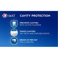 Crest toothpaste packaging shown with dental care theme