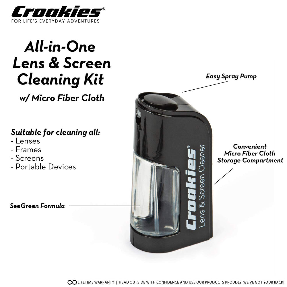 All-natural lens cleaning spray included in the kit