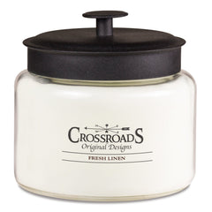 Crossroads Fresh Linen 64oz candle with four wicks for room-filling fragrance.