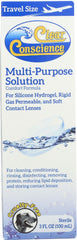 Packaging of Clear Conscience cruelty-free contact lens solution