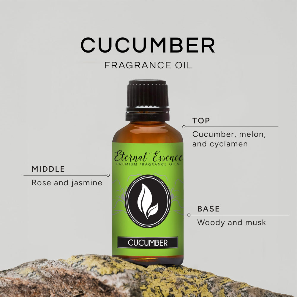 Amber glass bottle with dropper cap for cucumber fragrance oil