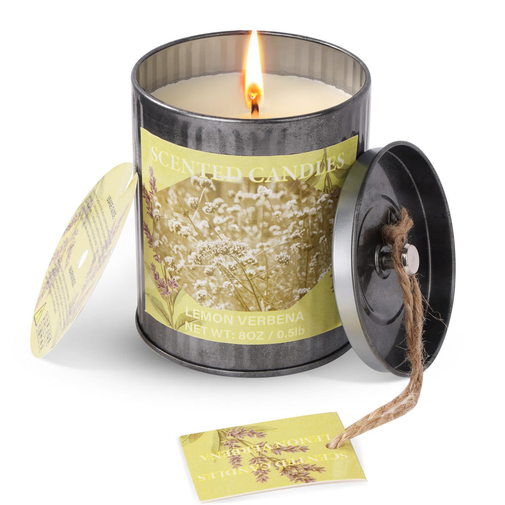 CUKIY Lemon Verbena 8oz soy candle in tin