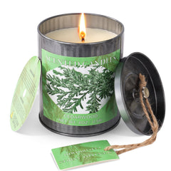 CUKIY Cedarwood scented candle in 8oz tin with minimalist cool-toned design
