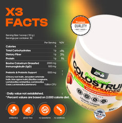 Scooping Cure24 Colostrum powder with a measuring scoop