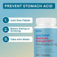Curist Famotidine 20mg bulk-pack box emphasizing value and lasting protection.