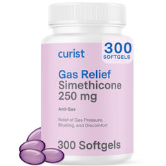 Curist gas-relief softgels bottle showing quick digestive support