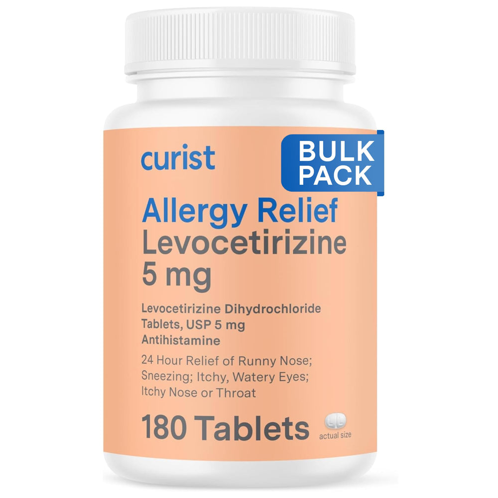 Curist Levocetirizine 5 mg bottle front view showing potential all-day allergy relief