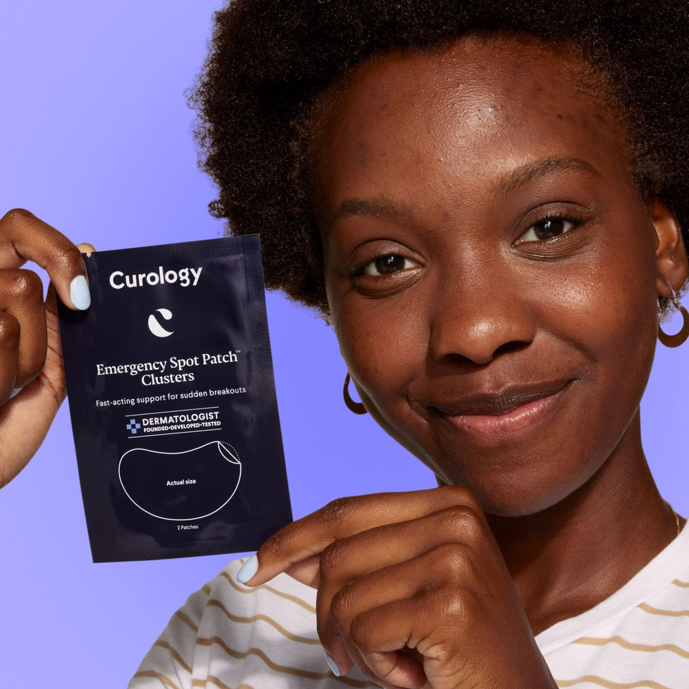 Curology patch cluster demonstrates large hydrocolloid patch for blemish care