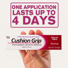 Long-lasting denture refit with Cushion Grip