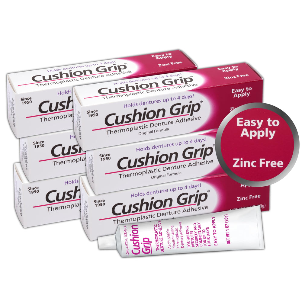 Cushion Grip Thermoplastic Denture Adhesive 1oz 6-pack packaging