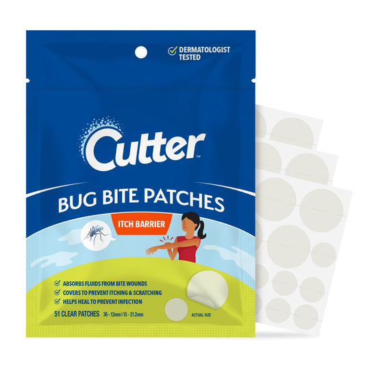 Cutter Bug Bite Patches applied to skin for quick relief