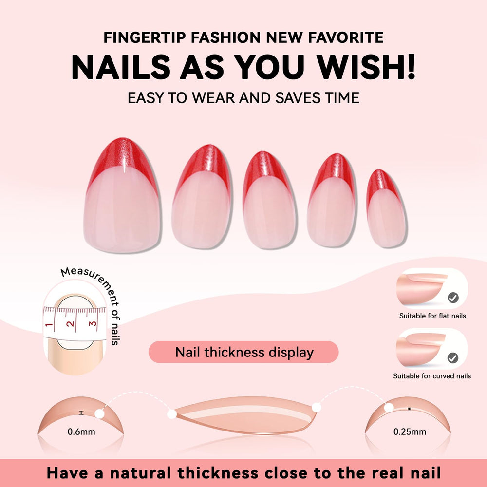 CUZIAM gel gloss red press on nails with durable flexible finish