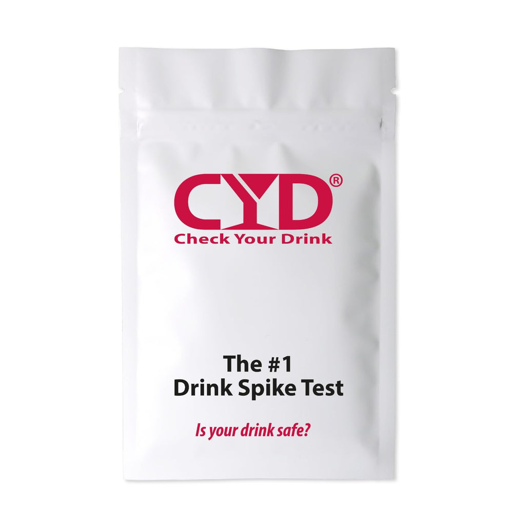 CYD Drink Spiking Test Kit front view with pouch and strips