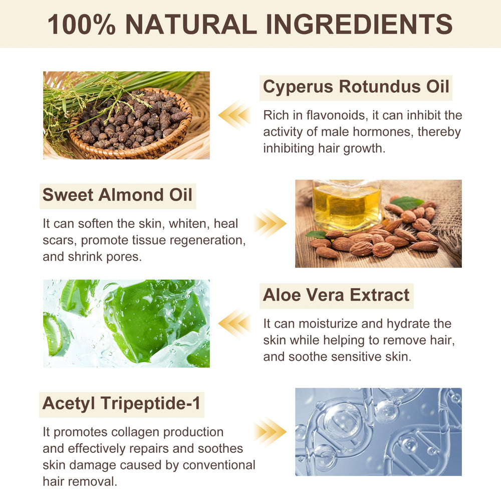 Cyperus Rotundus Oil may help reduce hair regrowth over time.