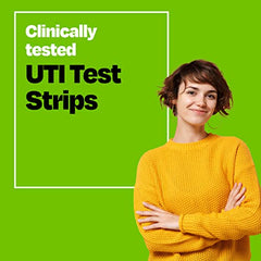 Hands using Cystex UTI test strips with a clean grip handle