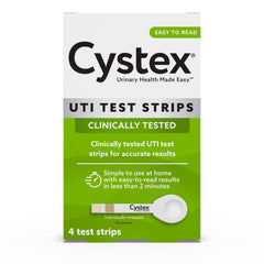 Cystex UTI test strips packaging for at-home use