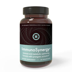 D'Adamo ImmunoSynergy bottle with Skullcap and Magnolia ingredients