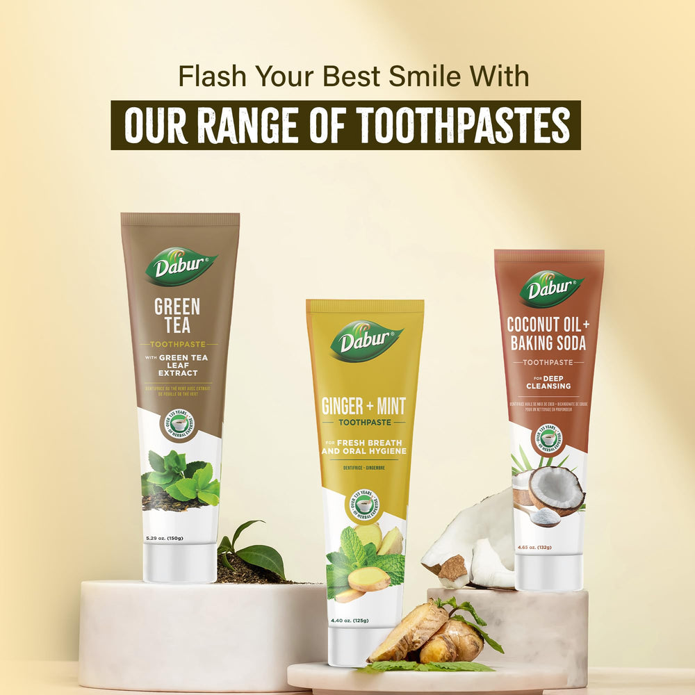 Pack of 1 Dabur Organic Ginger & Mint Toothpaste on white background