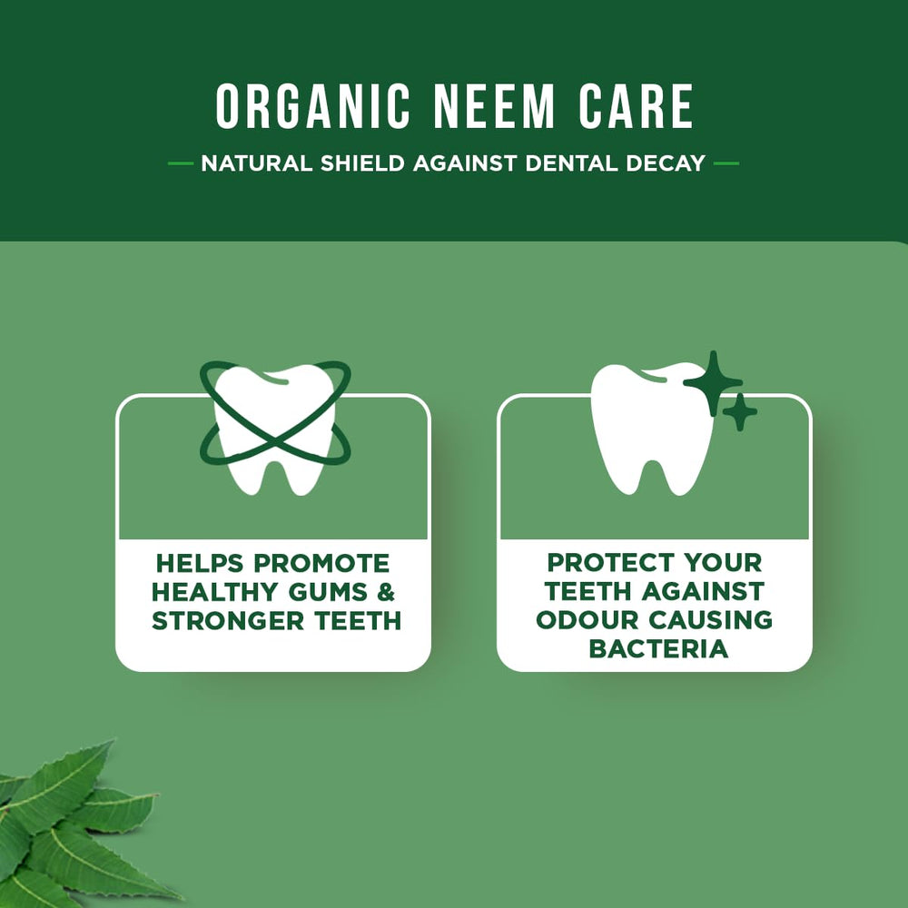 Close-up of Neem toothpaste label - 100ml