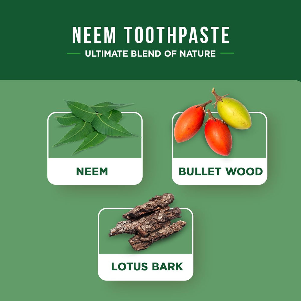 Back label view of Dabur Neem toothpaste tube