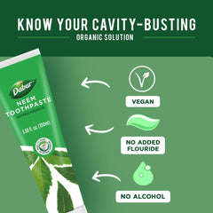 Top/side view showing cap of Dabur Neem toothpaste tube