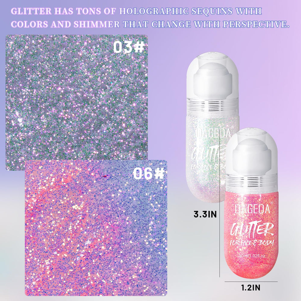 DAGEDA 2Colors glitter on face creates radiant shimmer