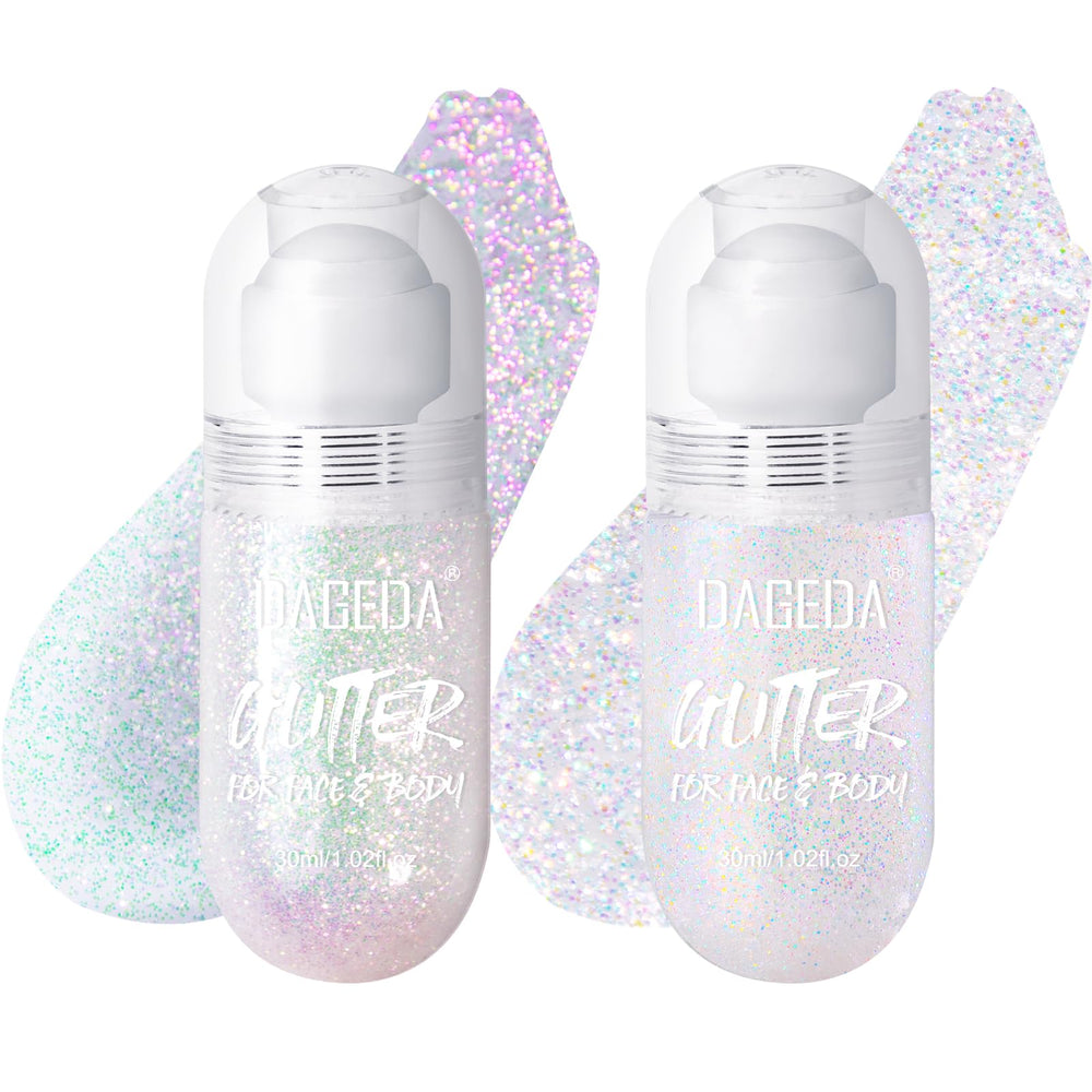 DAGEDA roll-on glitter in Dazzle for instant skin shine at parties and events.