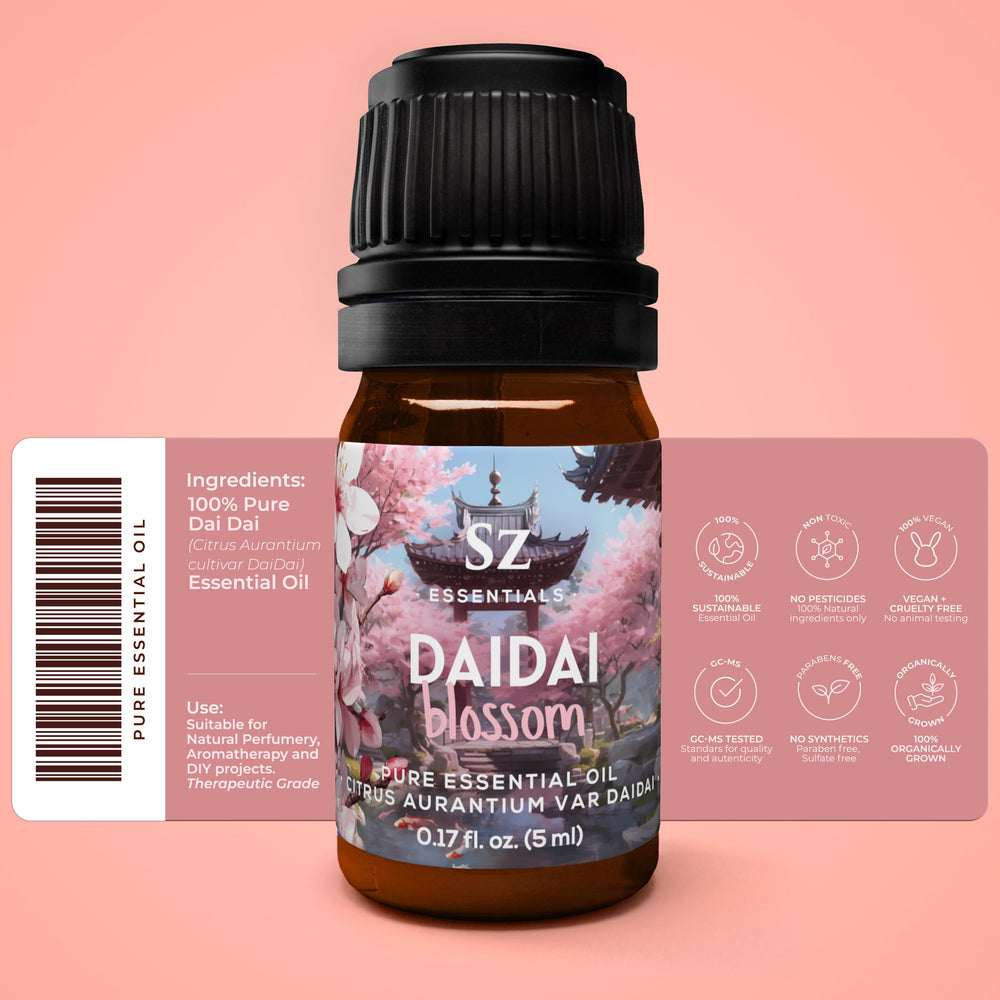 Close-up of Daidai blossom essential oil dropper