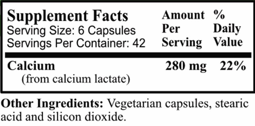 Calcium Lactate capsules in bottle
